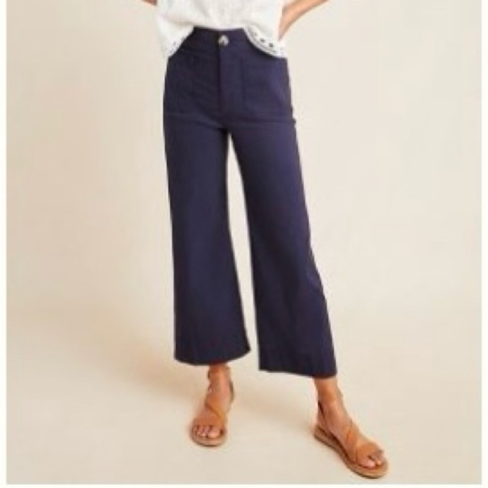 Cropped Anthropologie pant in tan/brown